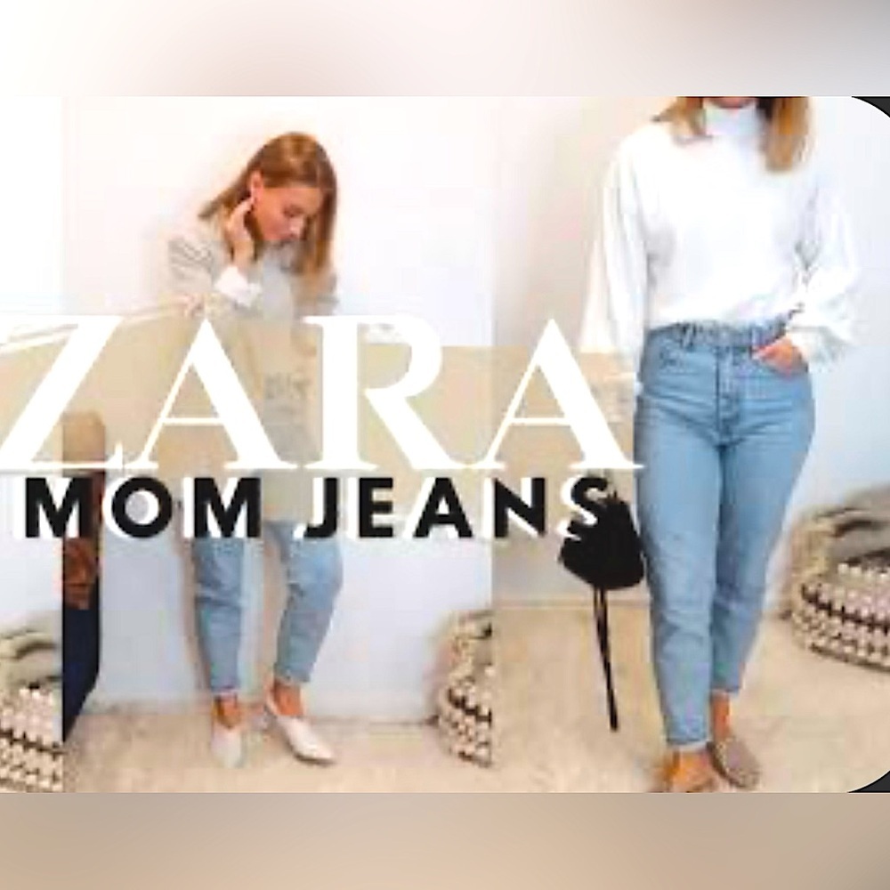 ZARA MEDIUM WASH HIGH RISE TAPERED LEG JEANS SZ 4